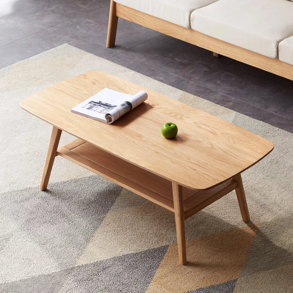Solid Wood Coffee Table with Storage Shelf A93731