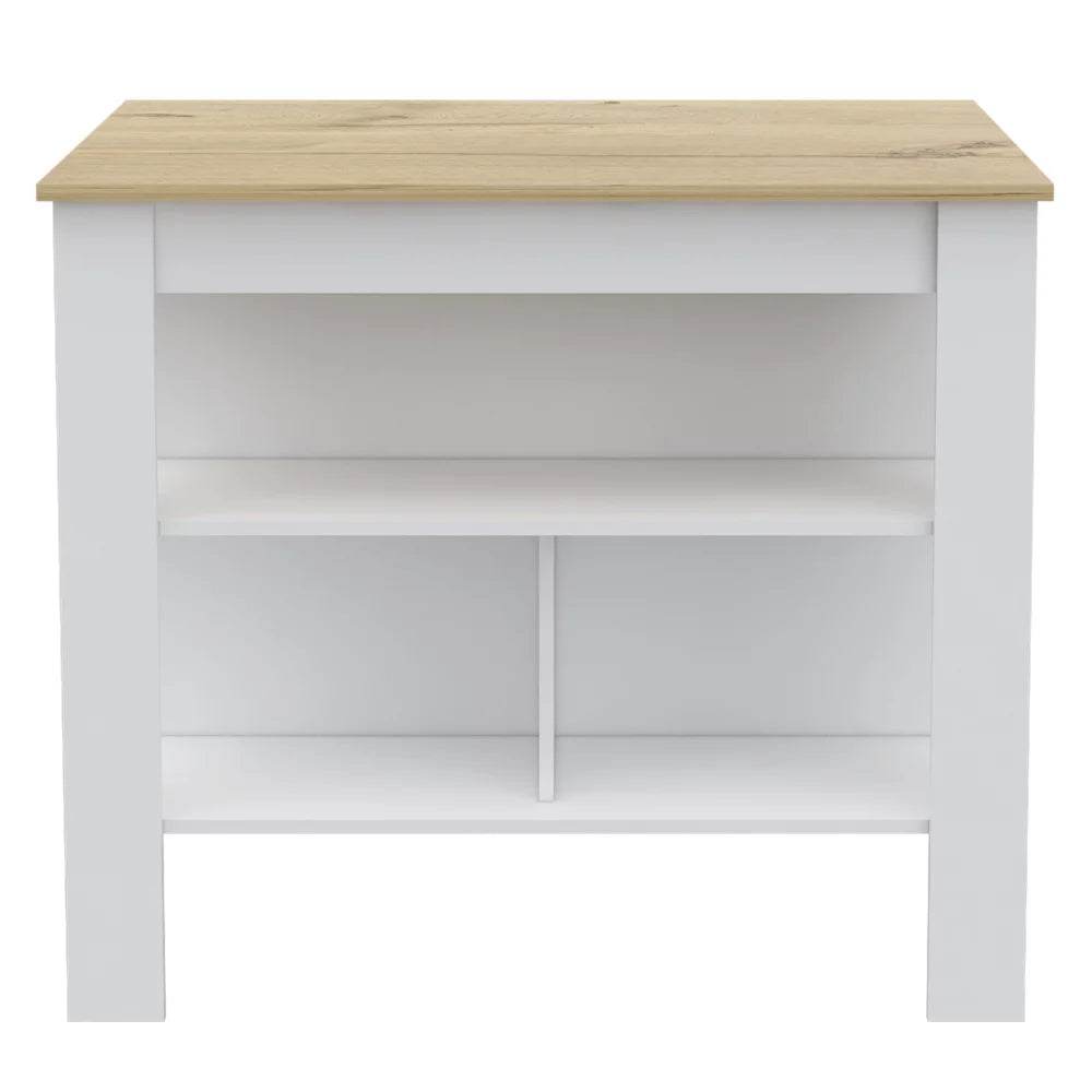 7-Shelf 4-Door 2-Piece Kitchen Set White and Light Oak E58982