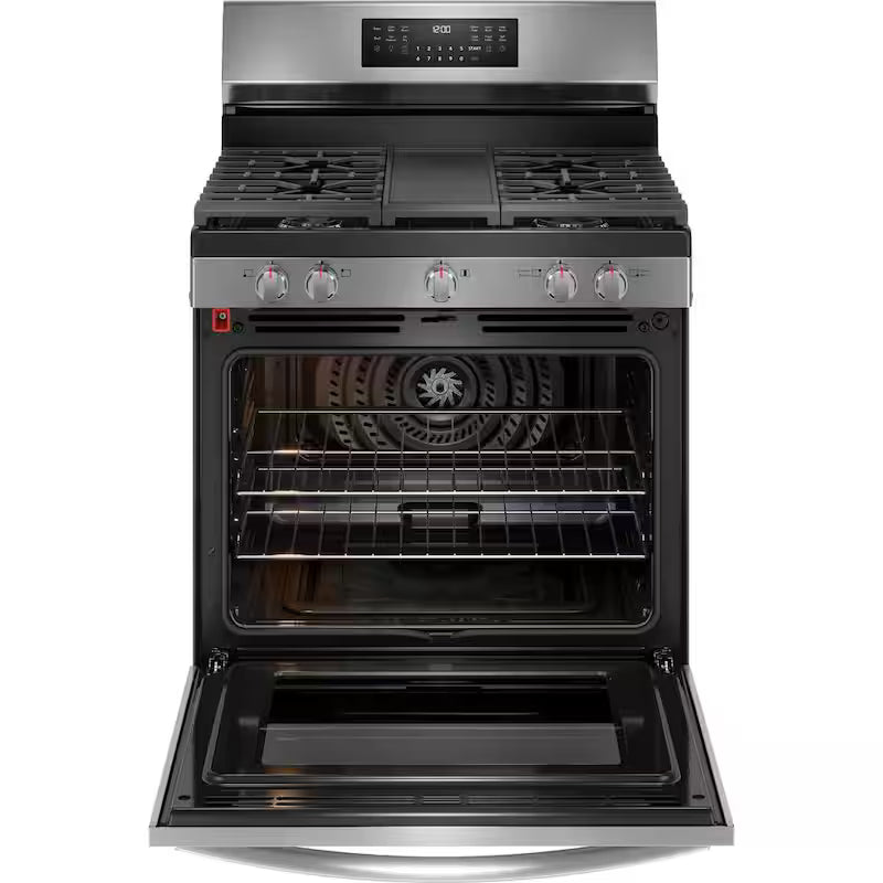 30 in. 5 Burner Freestanding Gas Range in Black Stainless Steel with True Convection and Air Fry D5294