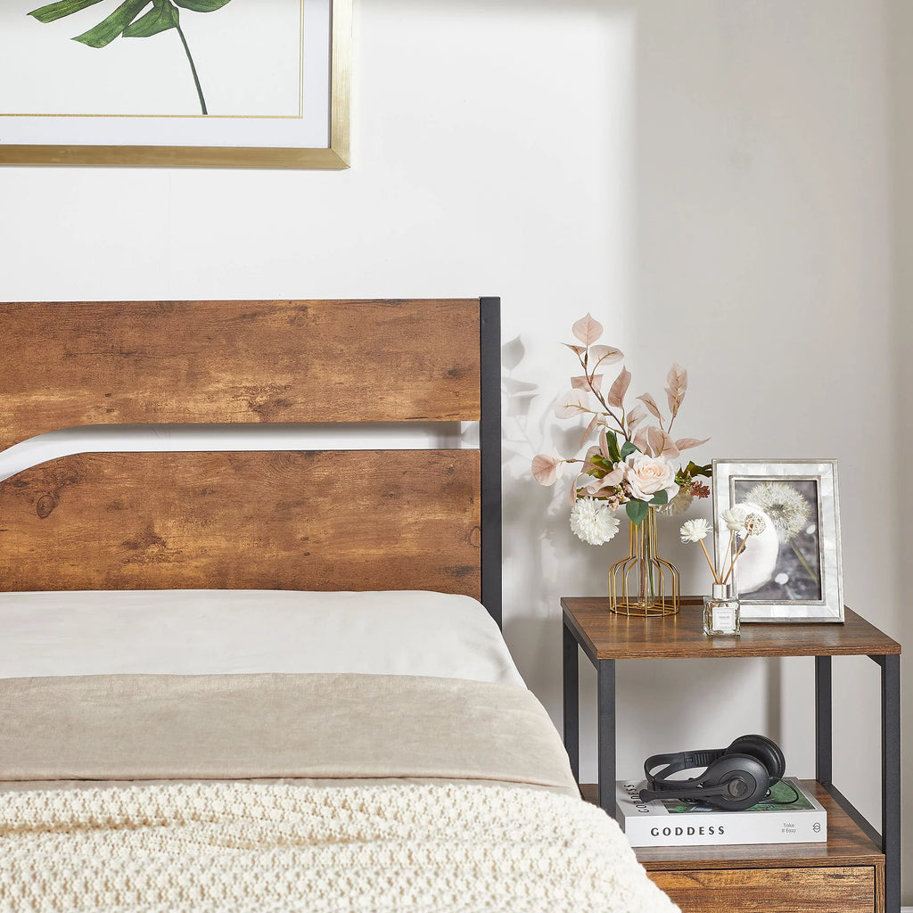 3-Piece Full Bedroom Set with Platform Bed Frame and 2 Nightstand L243