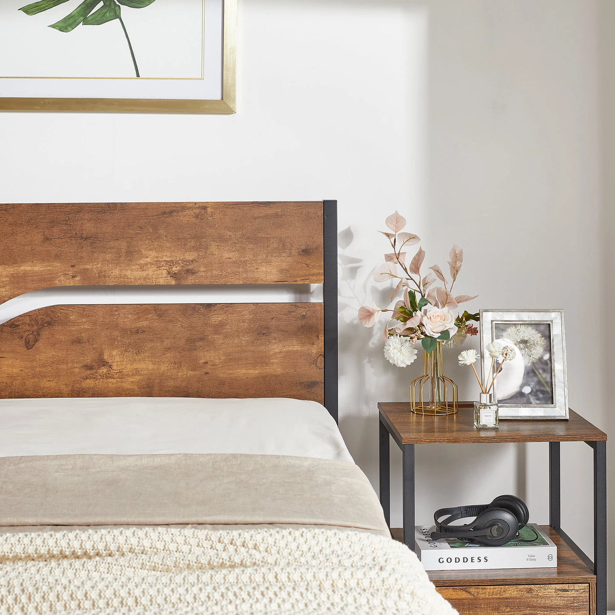 3-Piece Full Bedroom Set with Platform Bed Frame and 2 Nightstand L243