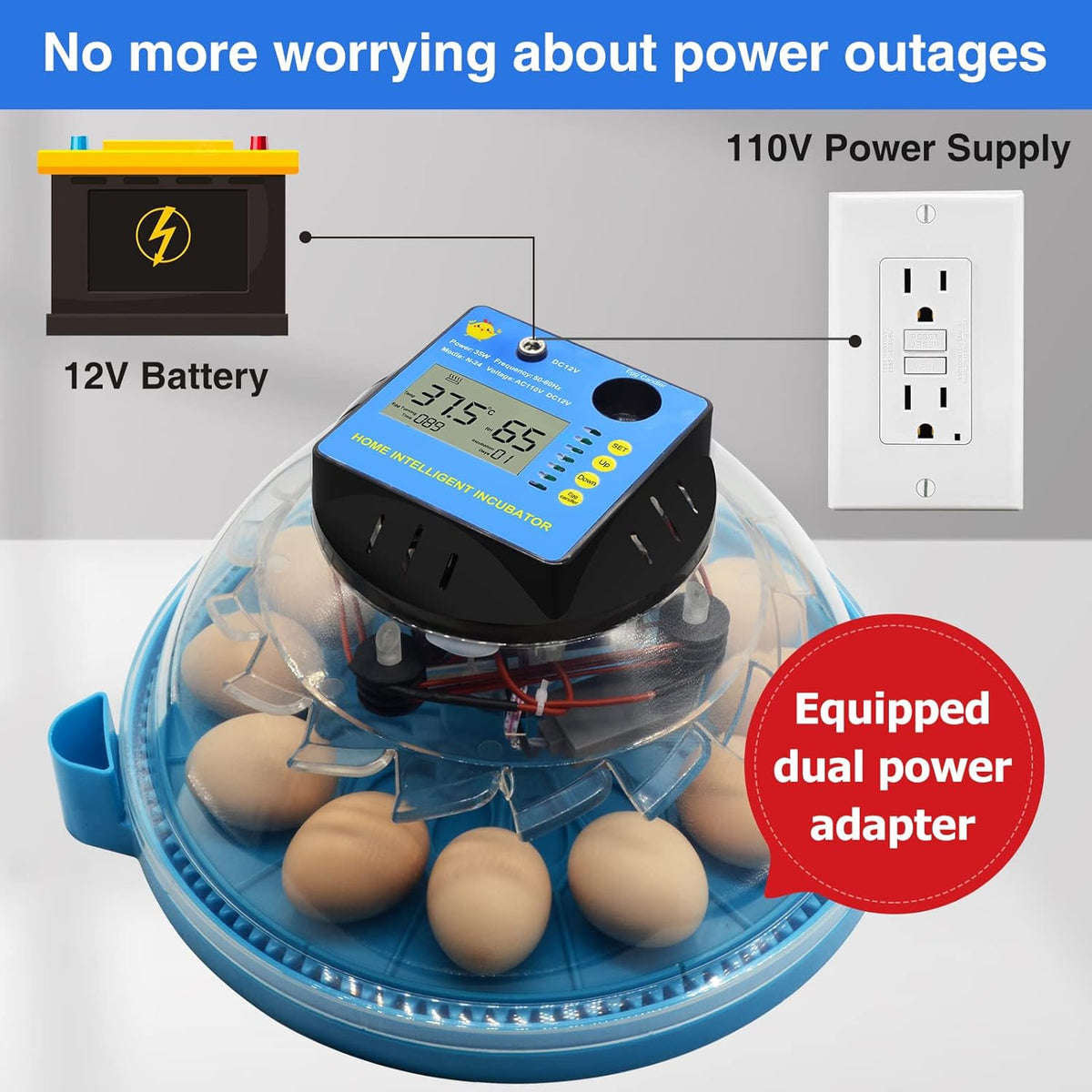 2 Pc Automatic Egg Incubator with Humidity Display Q4326