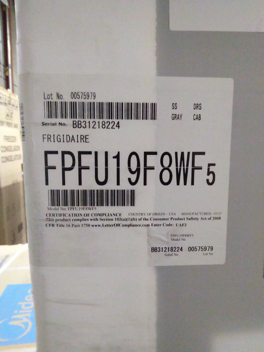 33 In. 19 Cu. Ft. Stainless Steel Single Door All Refrigerator J53063