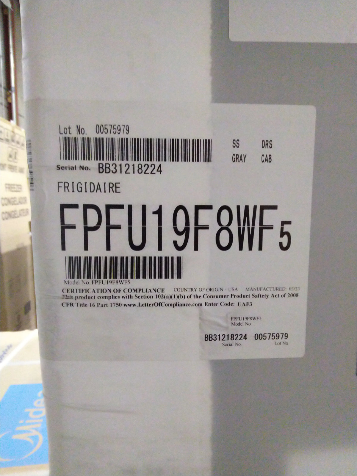33 In. 19 Cu. Ft. Stainless Steel Single Door All Refrigerator J53063