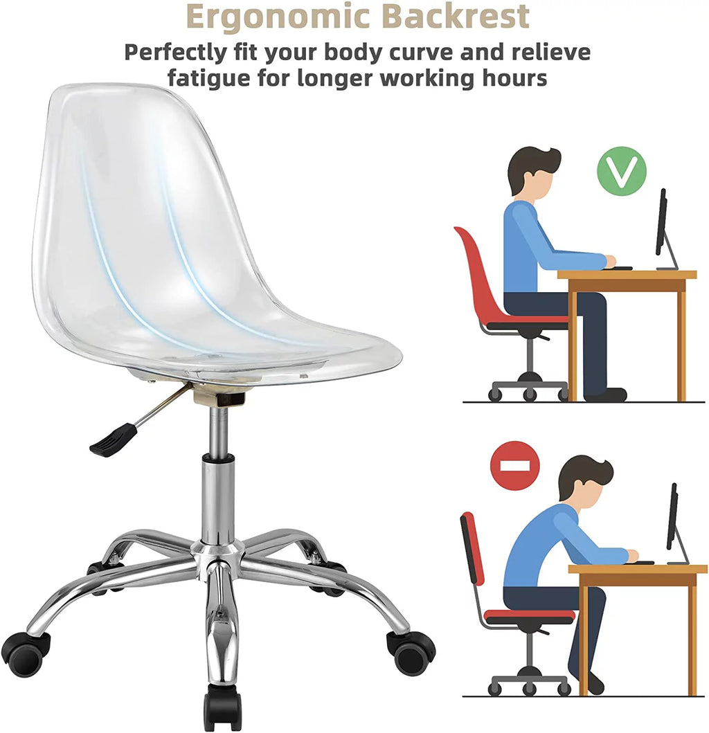 Clear Acrylic Armless Desk Chair Set of 2 K566609