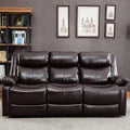 Faux Leather Round Arm Reclining Sofa E767413