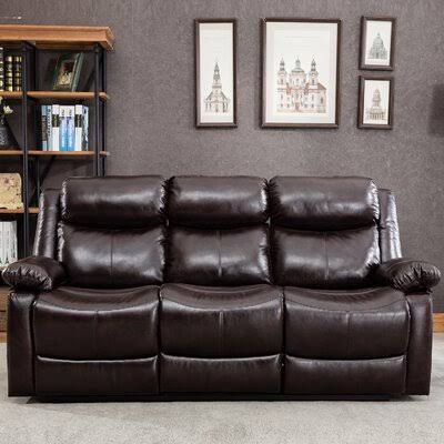 Faux Leather Round Arm Reclining Sofa E767413