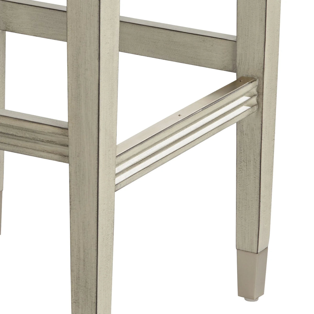 Wood Bar Stool Gray Faux Leather Footrest F2300