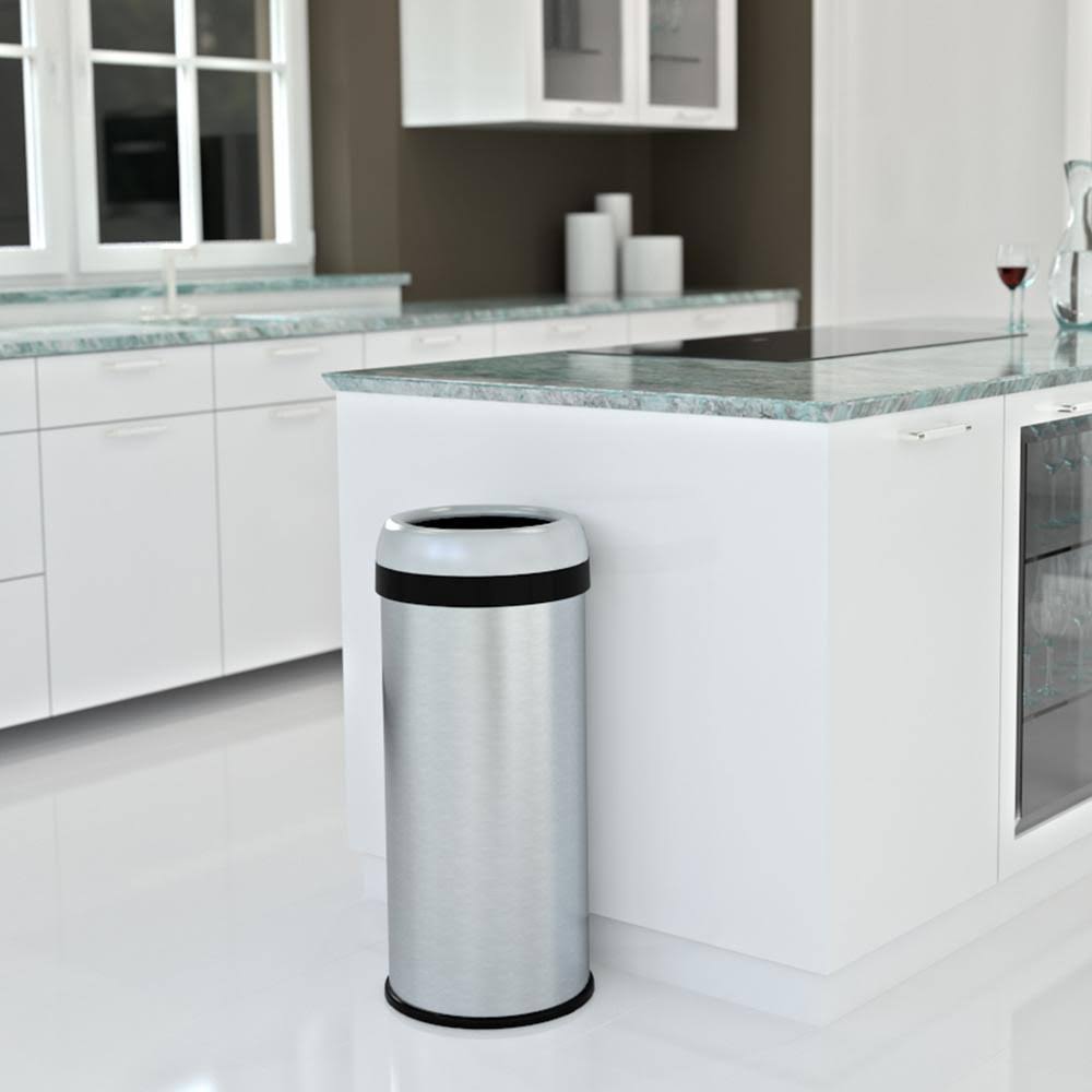 Stainless Steel 16-Gallon Round Open-Top Trash Can T388408