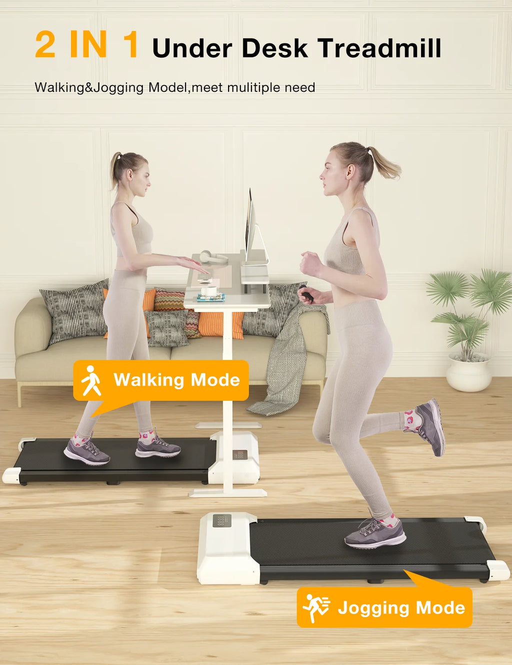2.5Hp Walking Pad Under Desk Treadmill with Remote Control and LED Display H530