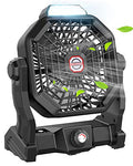 9 Inch Rechargeable Battery Powered Camping Fan with LED Lantern S243120