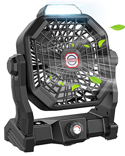 9 Inch Rechargeable Battery Powered Camping Fan with LED Lantern S243120