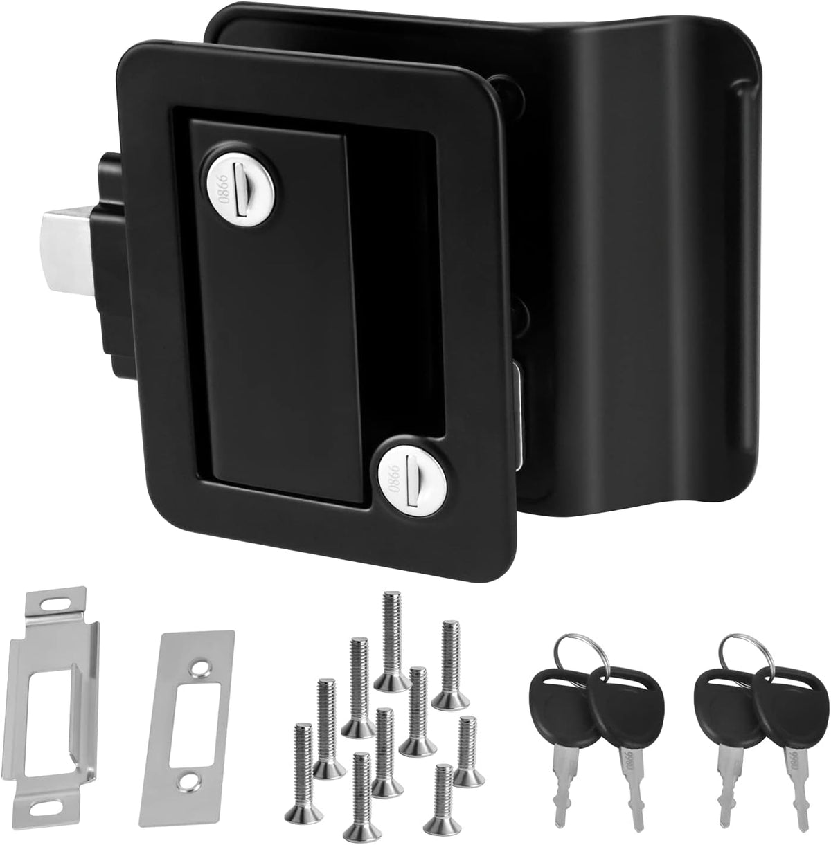 RV Door Lock with Paddle Deadbolt, 2 PCS Trailer Door Latch Replacement Kit N83378