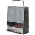 Foil Gift Bags with Metal Handle, Medium, 8 x 10 x 4, Silver, Bulk 100 Bags/Pack I2179