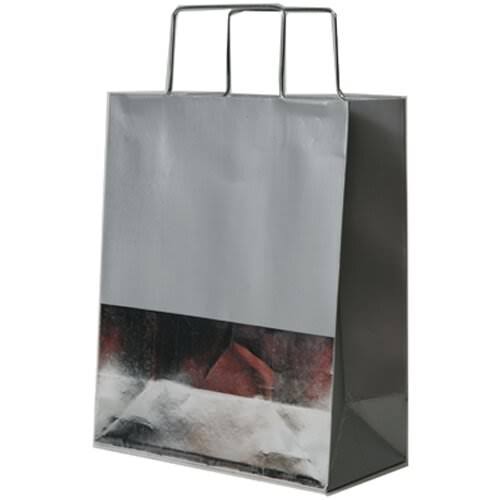 Foil Gift Bags with Metal Handle, Medium, 8 x 10 x 4, Silver, Bulk 100 Bags/Pack I2179
