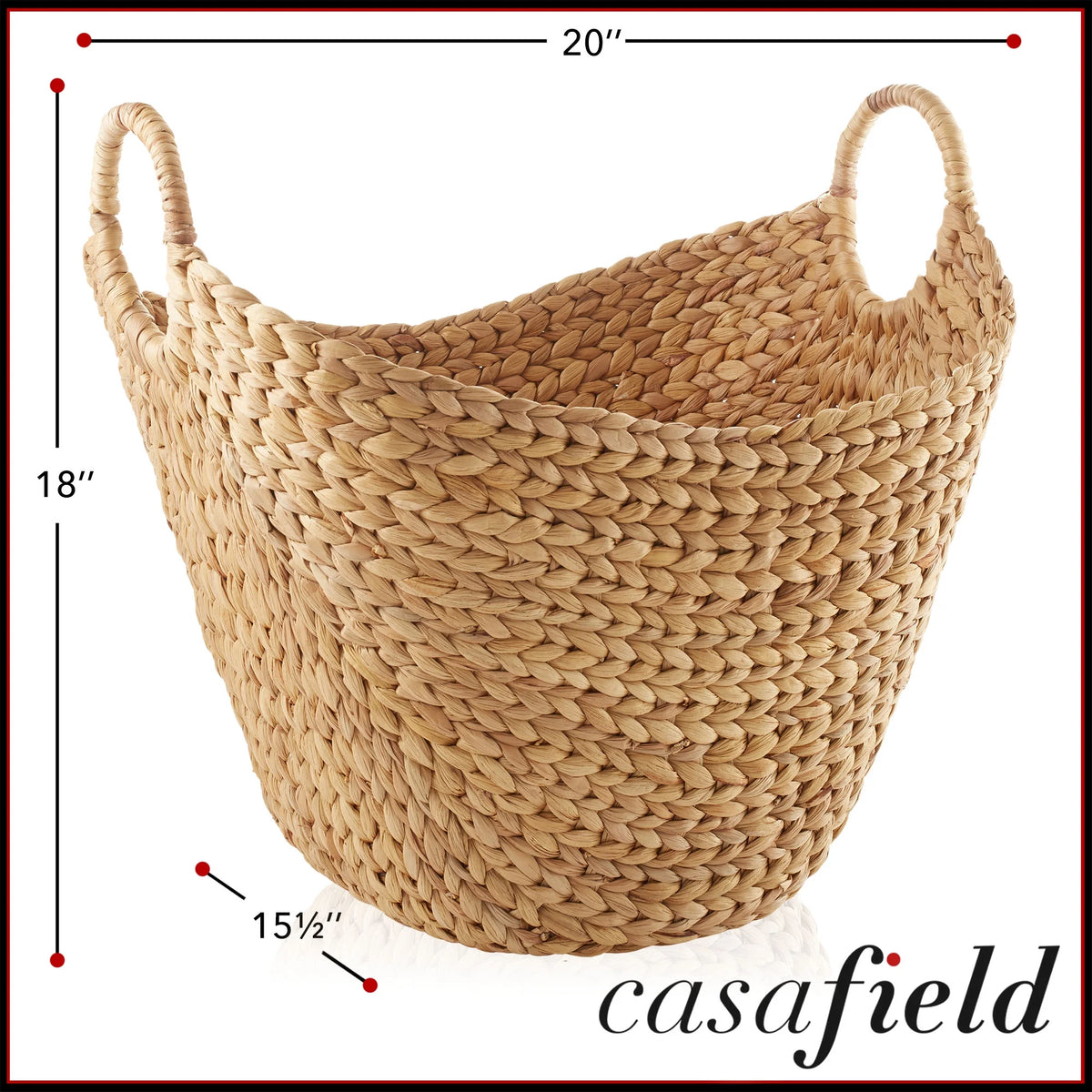 Large Woven Water Hyacinth Laundry Basket with Handles R207460