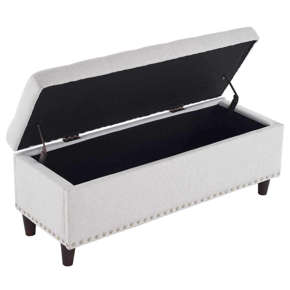 Off-White Linen Upholstered Storage Bench D628252