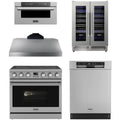 36 Electric Range, Range Hood, Dishwasher, Microwave and Wine Cooler K649