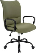 Olive Green Mid-Back PU Leather Office Chair with Arms E2737