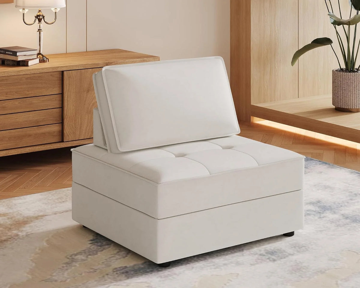 7 Seater Velvet Beige Sectional Sofa X83741