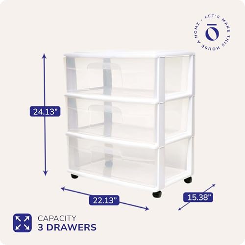3-Tier Clear Plastic Storage Organizer Cart with Wheels D49133