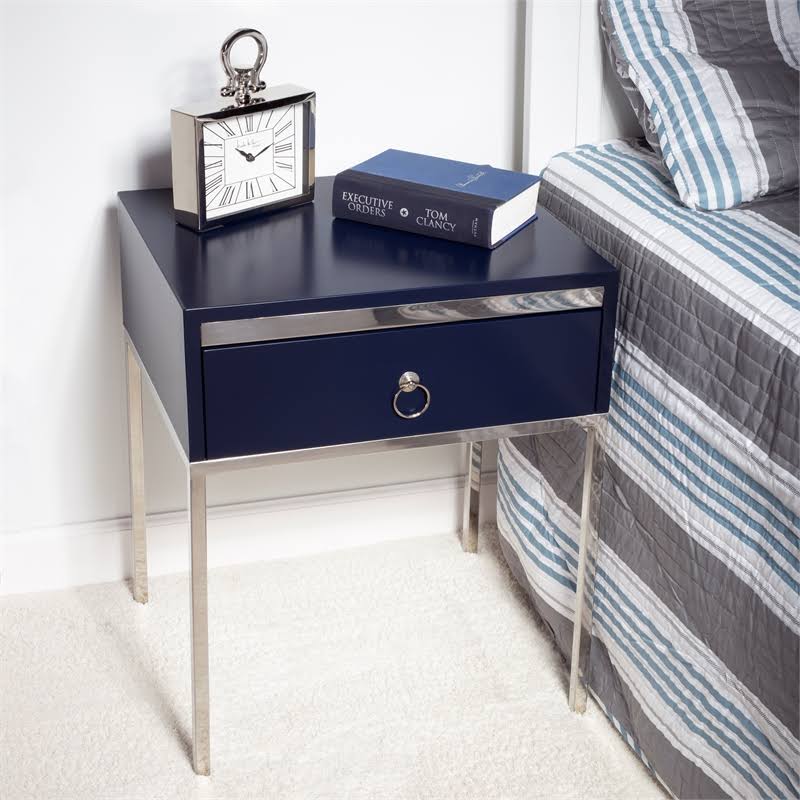 Blue & Silver End Table D7203