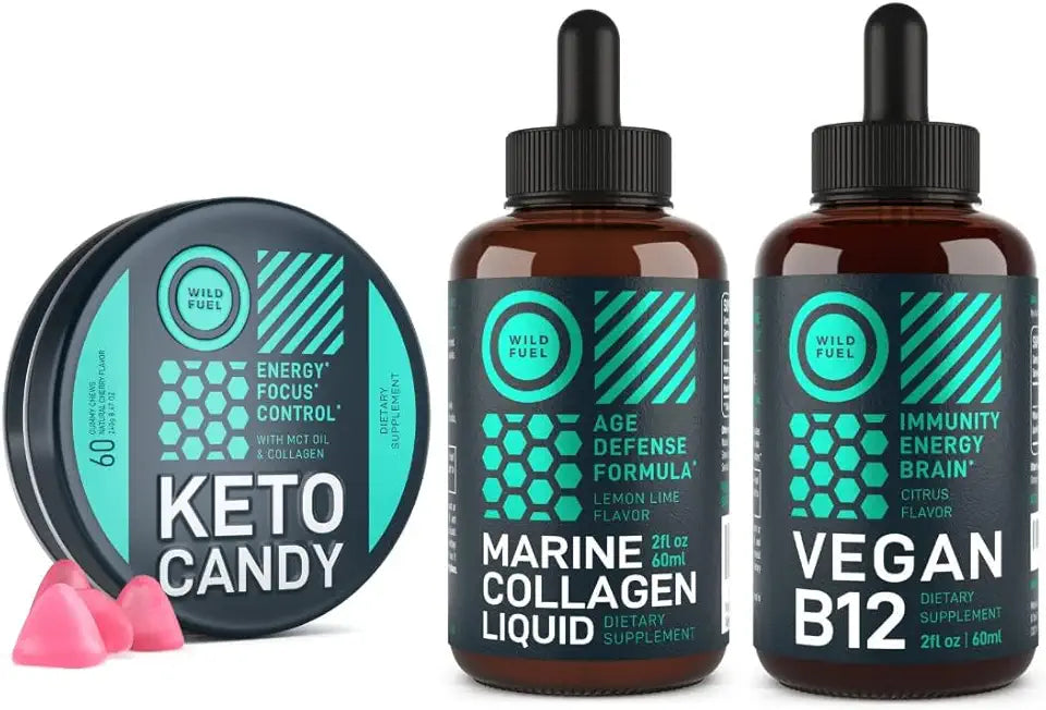 Keto Gummies, Marine Collagen and Vegan B12 Wellness Bundle S3128