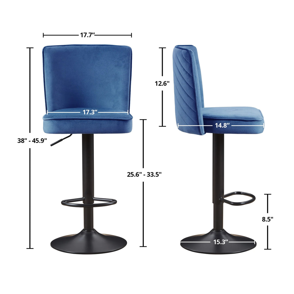 Adjustable Velvet Swivel Bar Stool Set of 2 W431