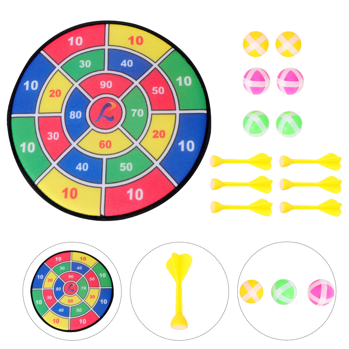 Safety Dart Board Toys Sticky Ball Shooting Toy Party Game Supplies (30cm, 6pcs Sticky Ball and 6pcs Darts) Y213