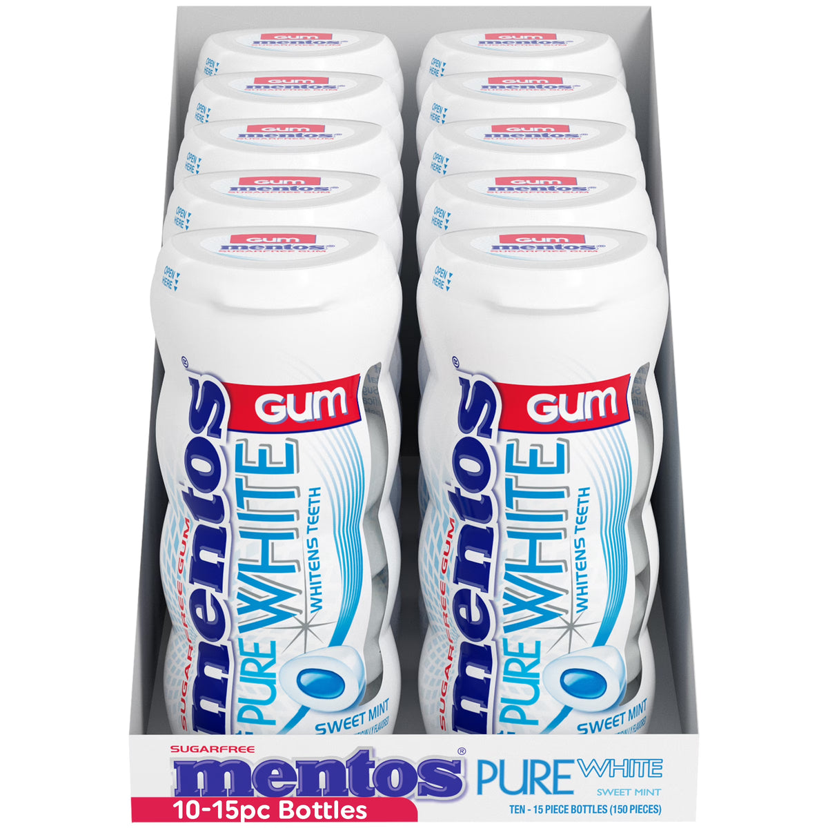 Mentos Pure White Gum Sweet Mint 15 Piece Bottle O92765