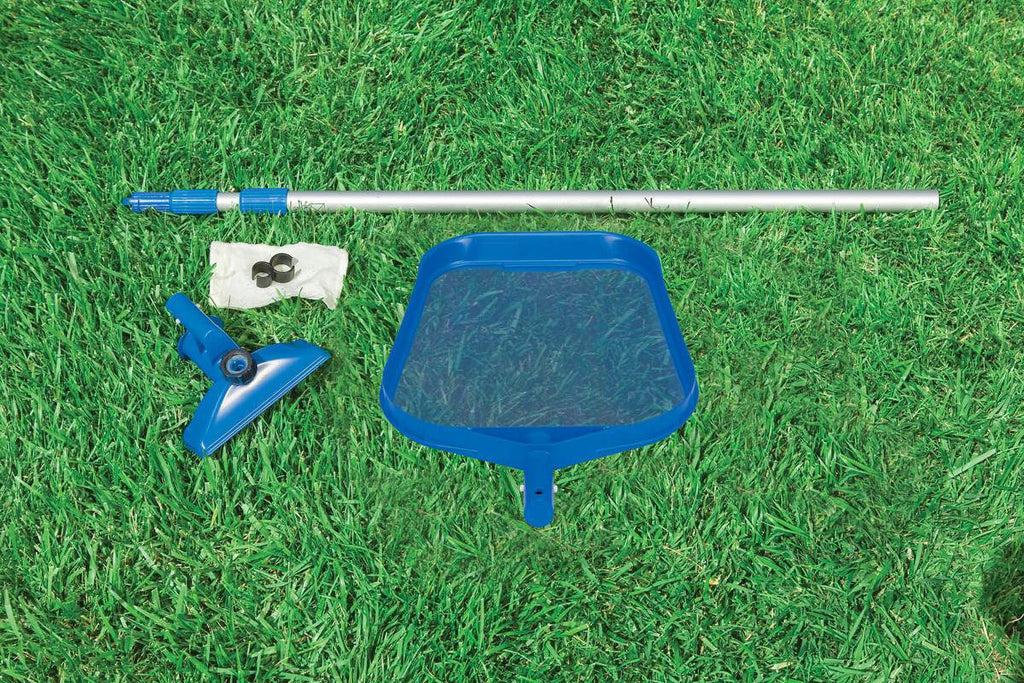 Round Swimming Pool Kit with Vacuum Skimmer, Pole, and Cover Tarp R4879