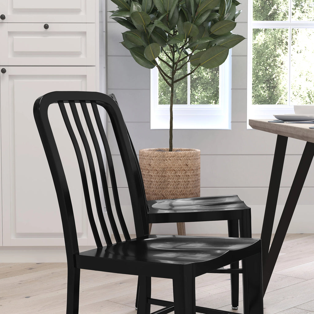 18 Inch Black Galvanized Steel Indoor/Outdoor Dining Chair I61061