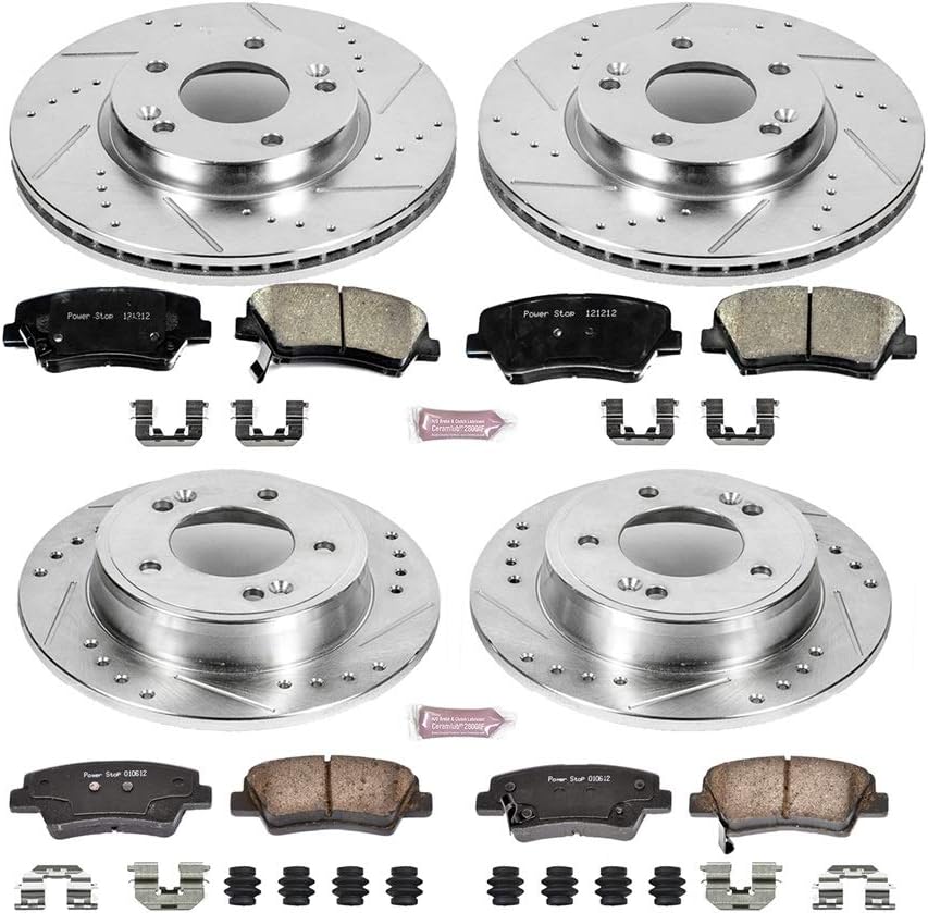Carbon Fiber Brake Pads with Drilled & Slotted Brake Rotors Kit M565