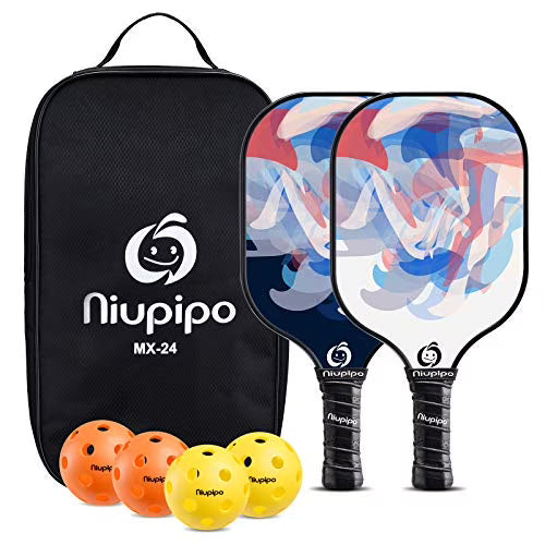 Blue Fiberglass Pickleball Paddle Set of 2 with Carry Bag H99166