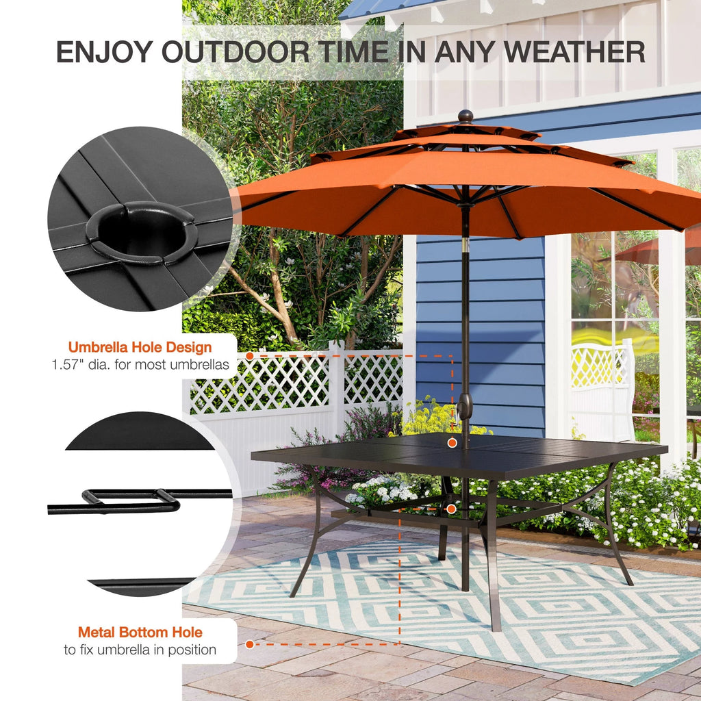 7 Piece Outdoor Patio Dining Set Metal Table and Chairs Q21887
