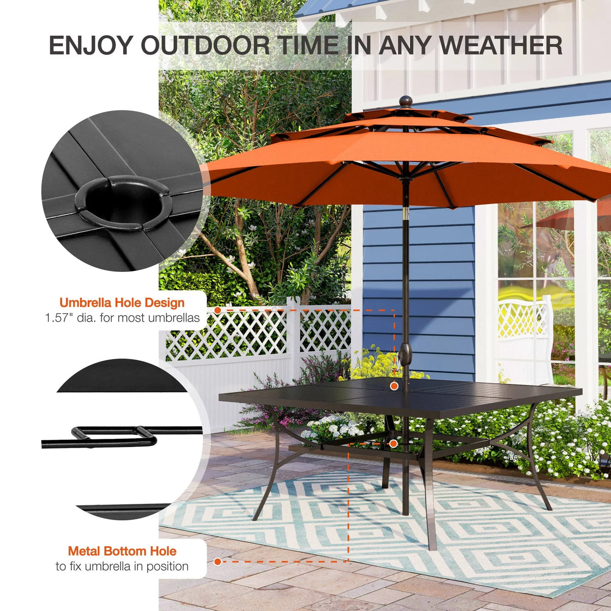 7 Piece Outdoor Patio Dining Set Metal Table and Chairs Q21887