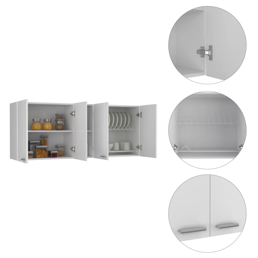 7-Shelf 4-Door 2-Piece Kitchen Set White and Light Oak E58982