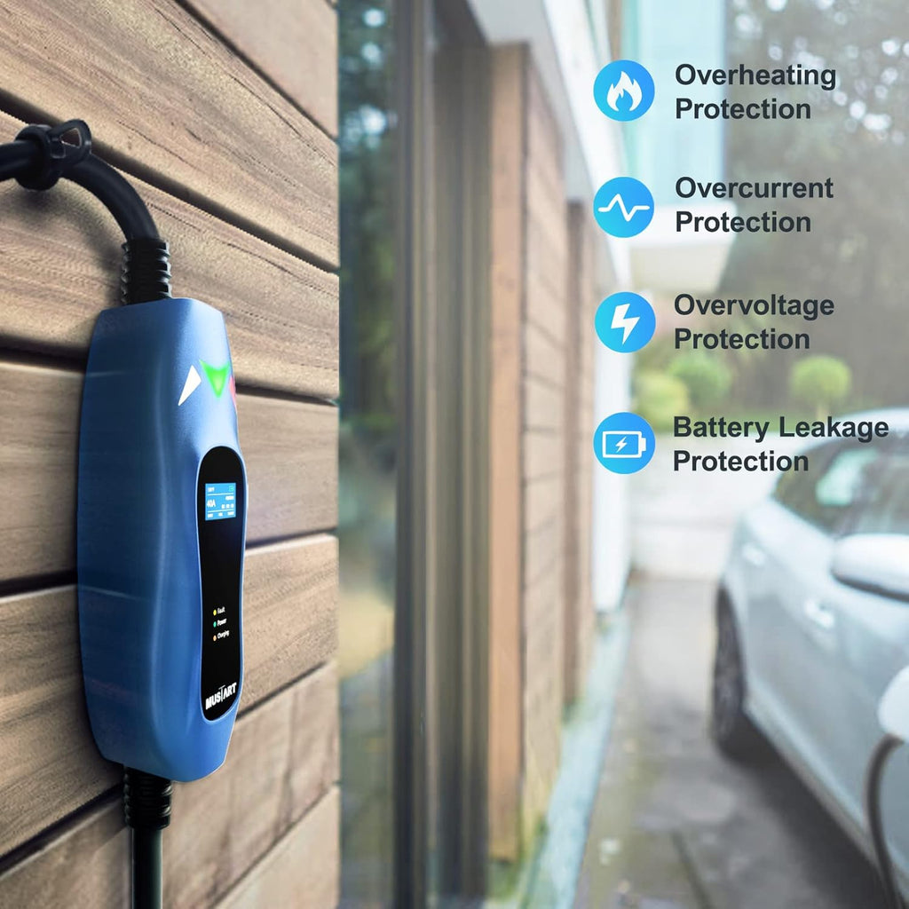 Portable EV Charger 40 Amp 240 Volt 25ft Cable with NEMA 14-50P H882486