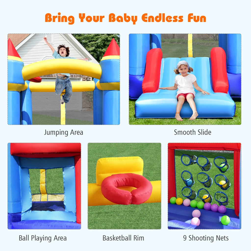Inflatable Bounce House Castle Slide Bouncer with Basketball Hoop G31124