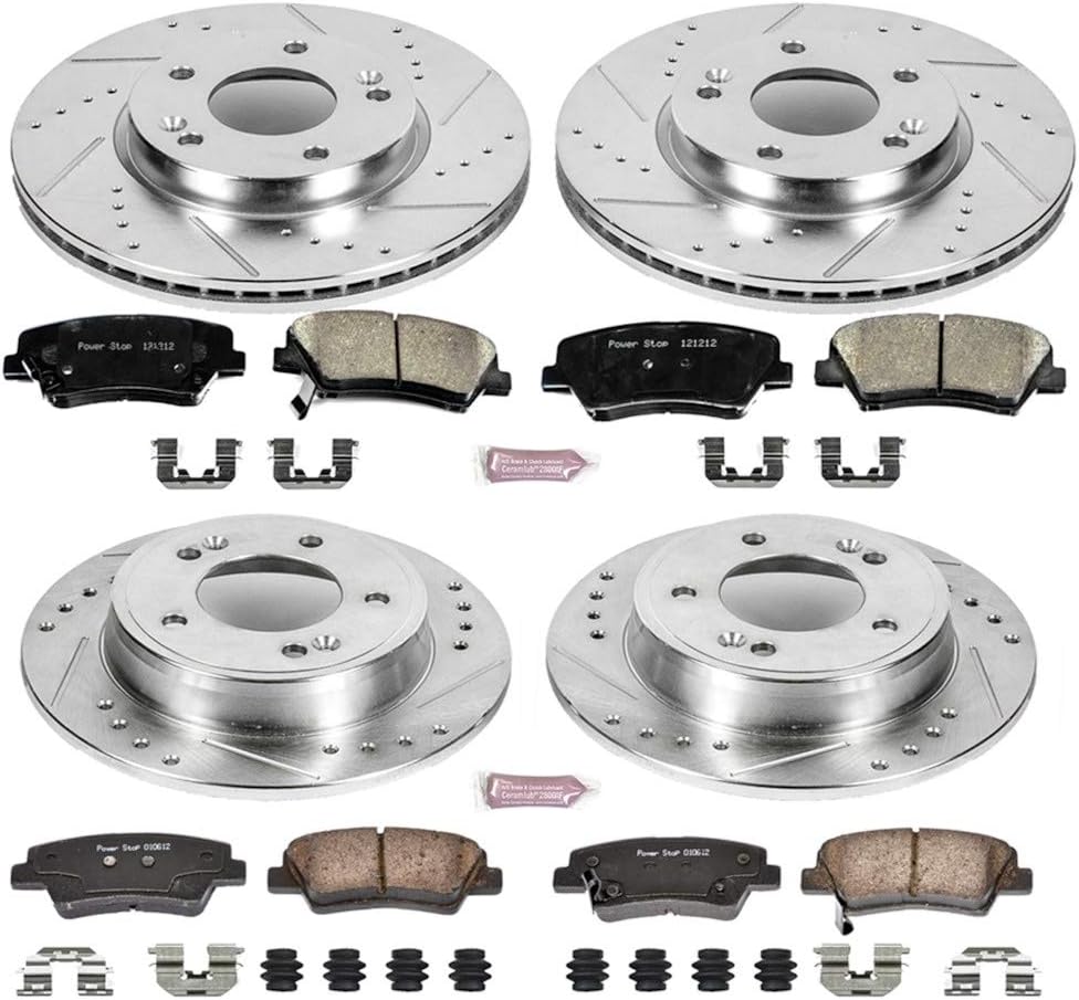 Carbon Fiber Brake Pads with Drilled & Slotted Brake Rotors Kit M565