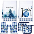 6 Pcs Christmas Kitchen Towel Oven Mitts and Pot Holders Set V1719