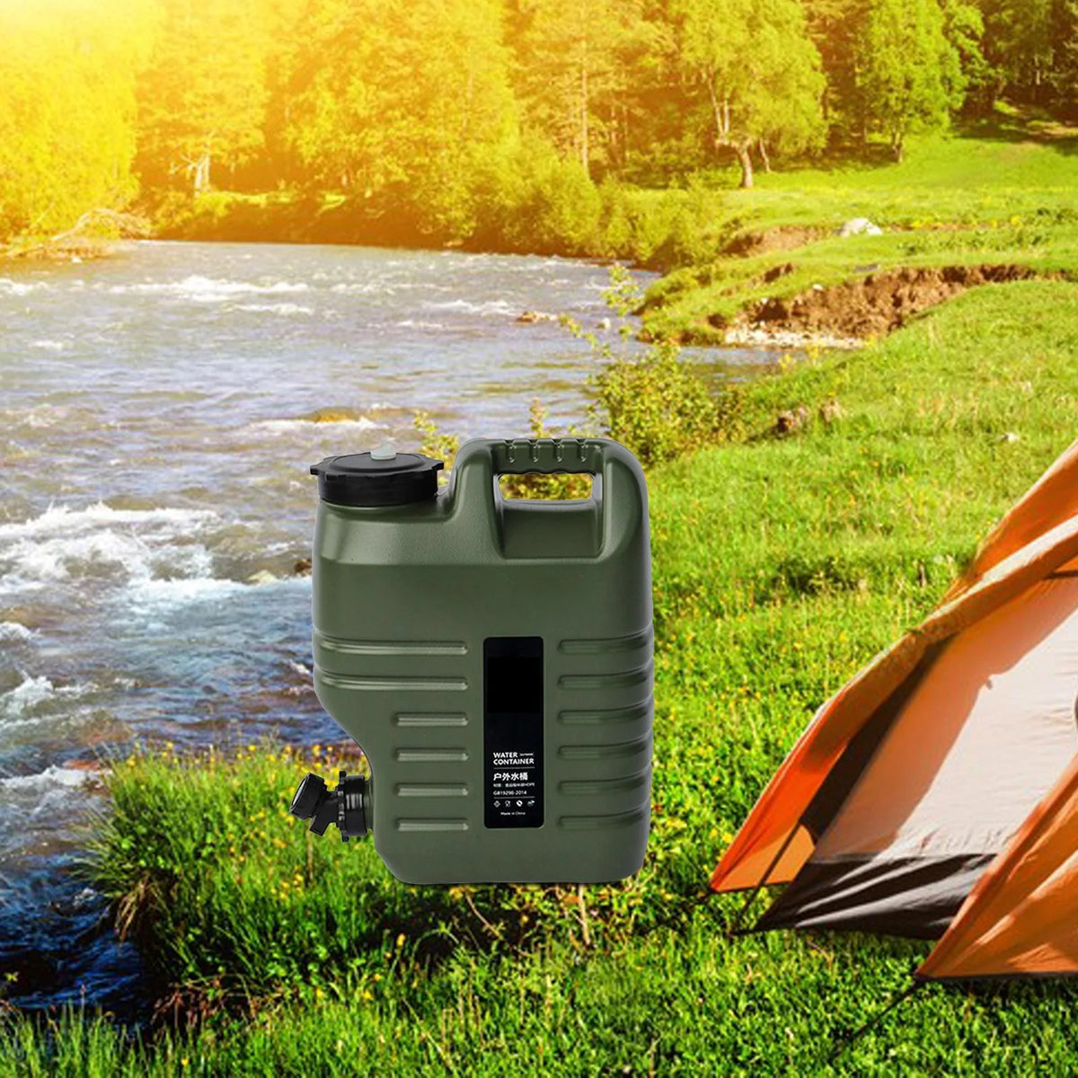 Green 18L Camping Water Storage Jug with Spigot M57341