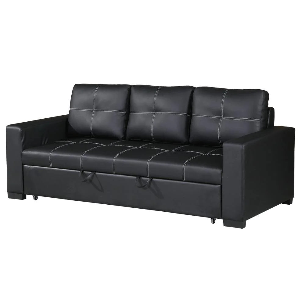Faux Leather Convertible Sofa in Black F88406