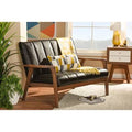 Brown Faux Leather Square Arm Loveseat E2506
