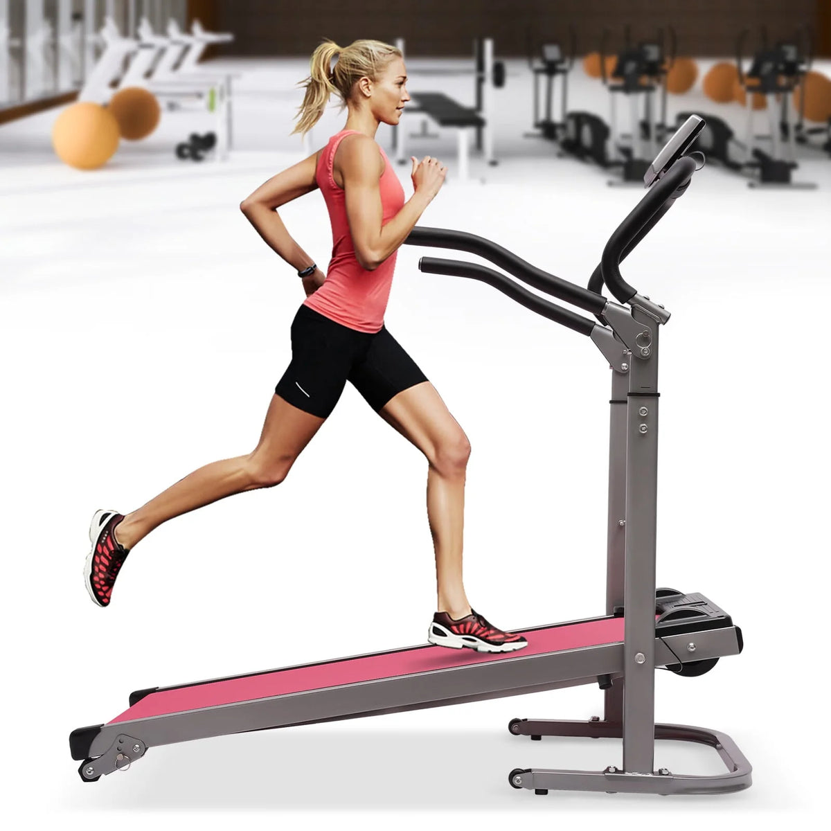 Pink Incline Folding Treadmill Q599