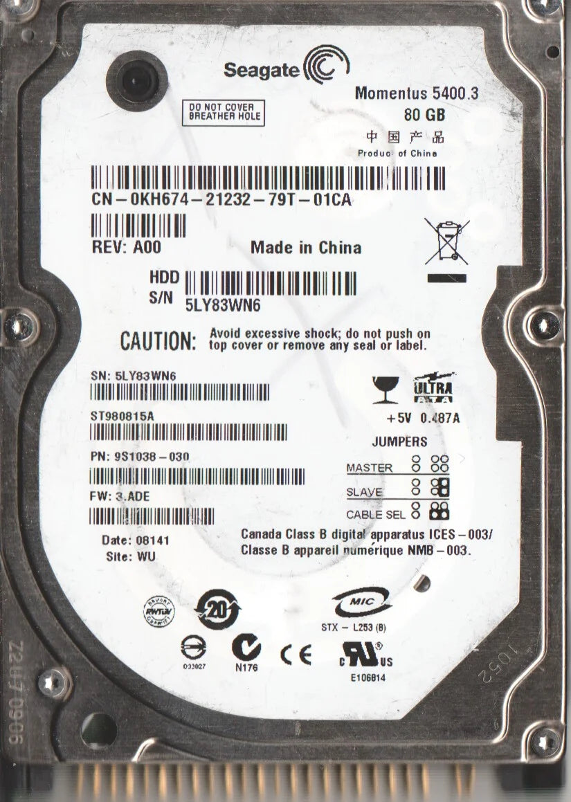 80GB IDE 2.5 Hard Drive R6891