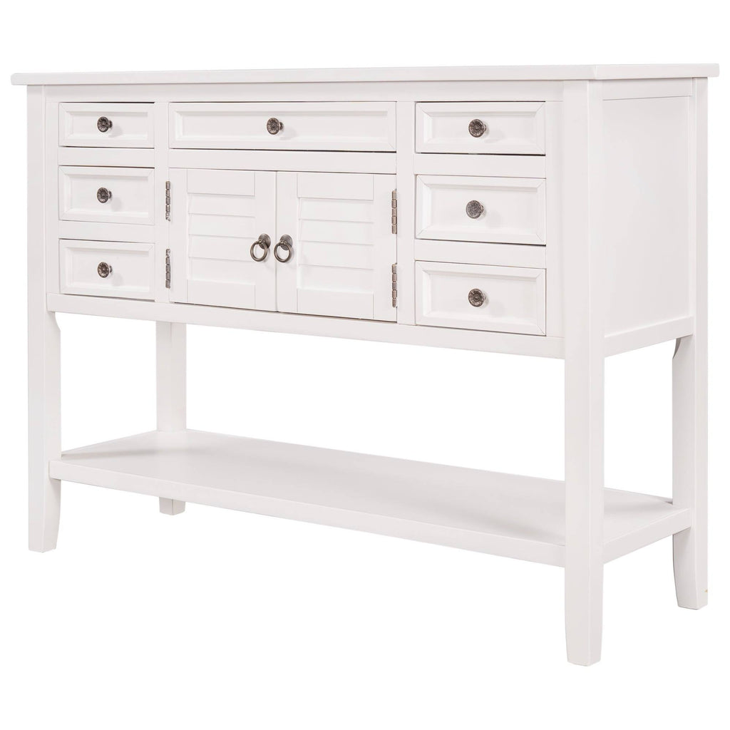 Green 7 Drawer Console Table with Cabinet H99380