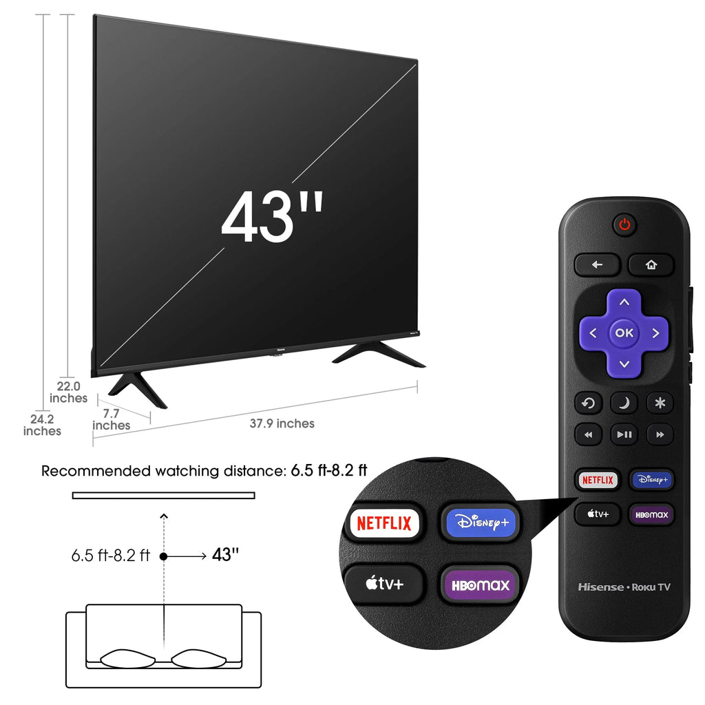 43 Class 4K UHD LED LCD Smart TV HDR H10273