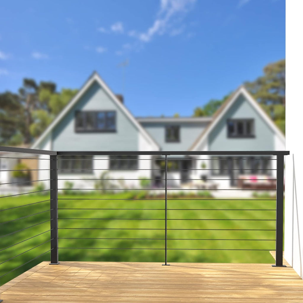 Black 30 Degree Stair Pre-Drilled Angle Holes 36x2x2 Stainless Steel Square Weldless Cable Railing Post I660402