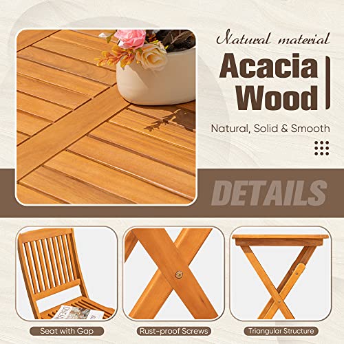 3 Piece Acacia Wood Folding Bistro Set Z7927